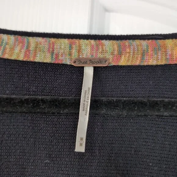 Free People Linen Cotton Coastal Whimsigoth Boho Dark Gypsy Festival Sweater M - Picture 7 of 9